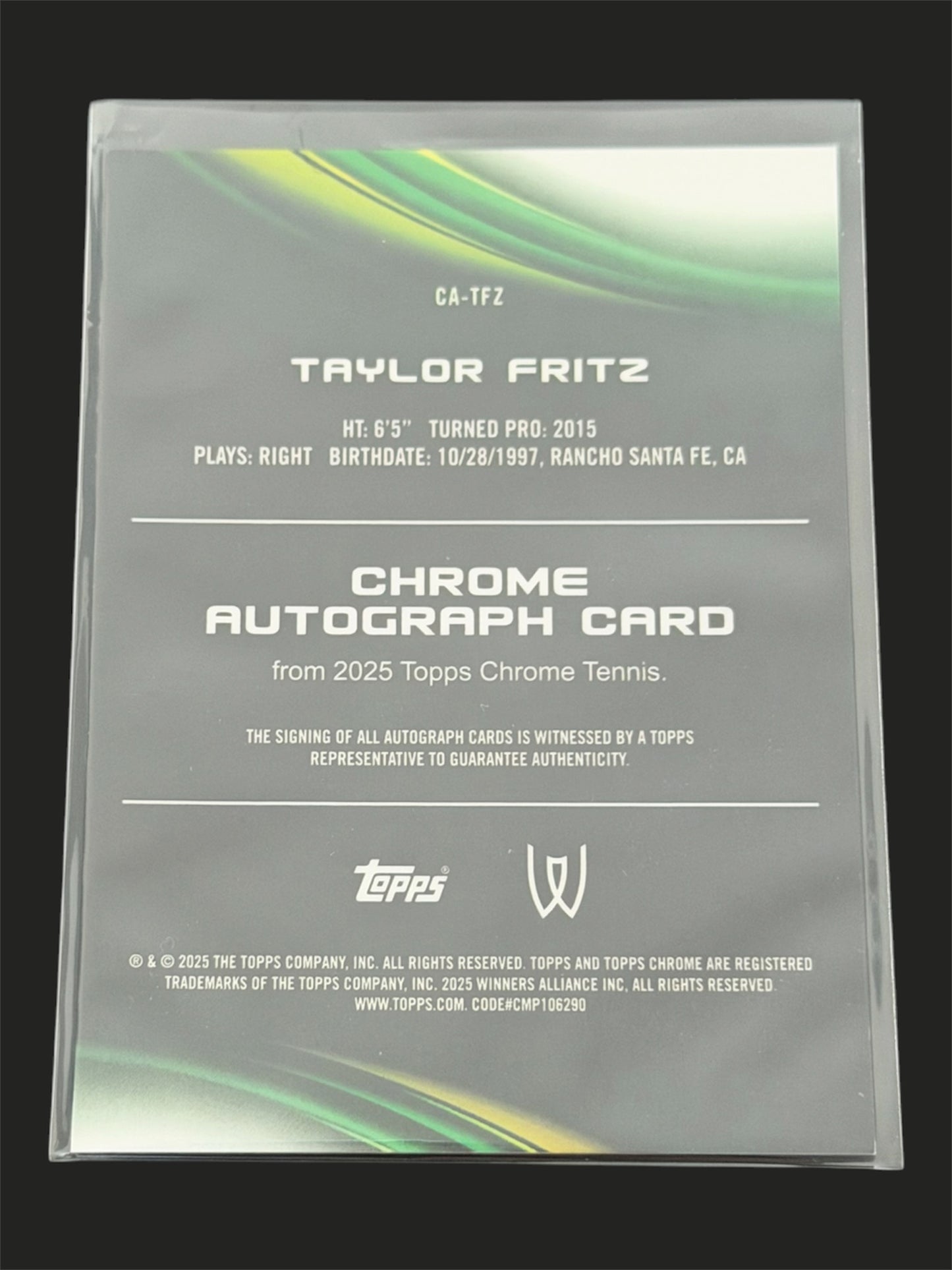 2025 Topps Chrome Orange Autograph 05/25 Taylor Fritz