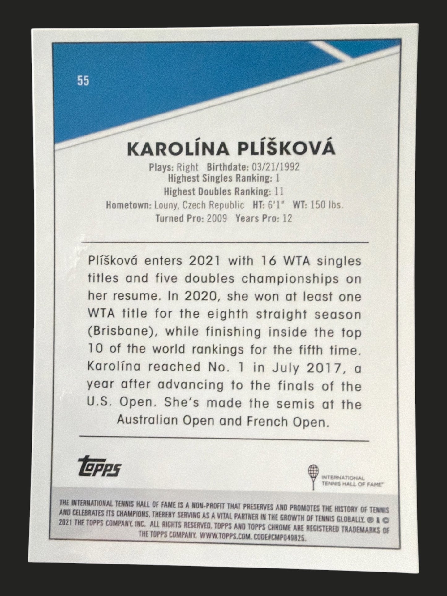 2021 Topps Chrome Tennis Karolína Plíšková