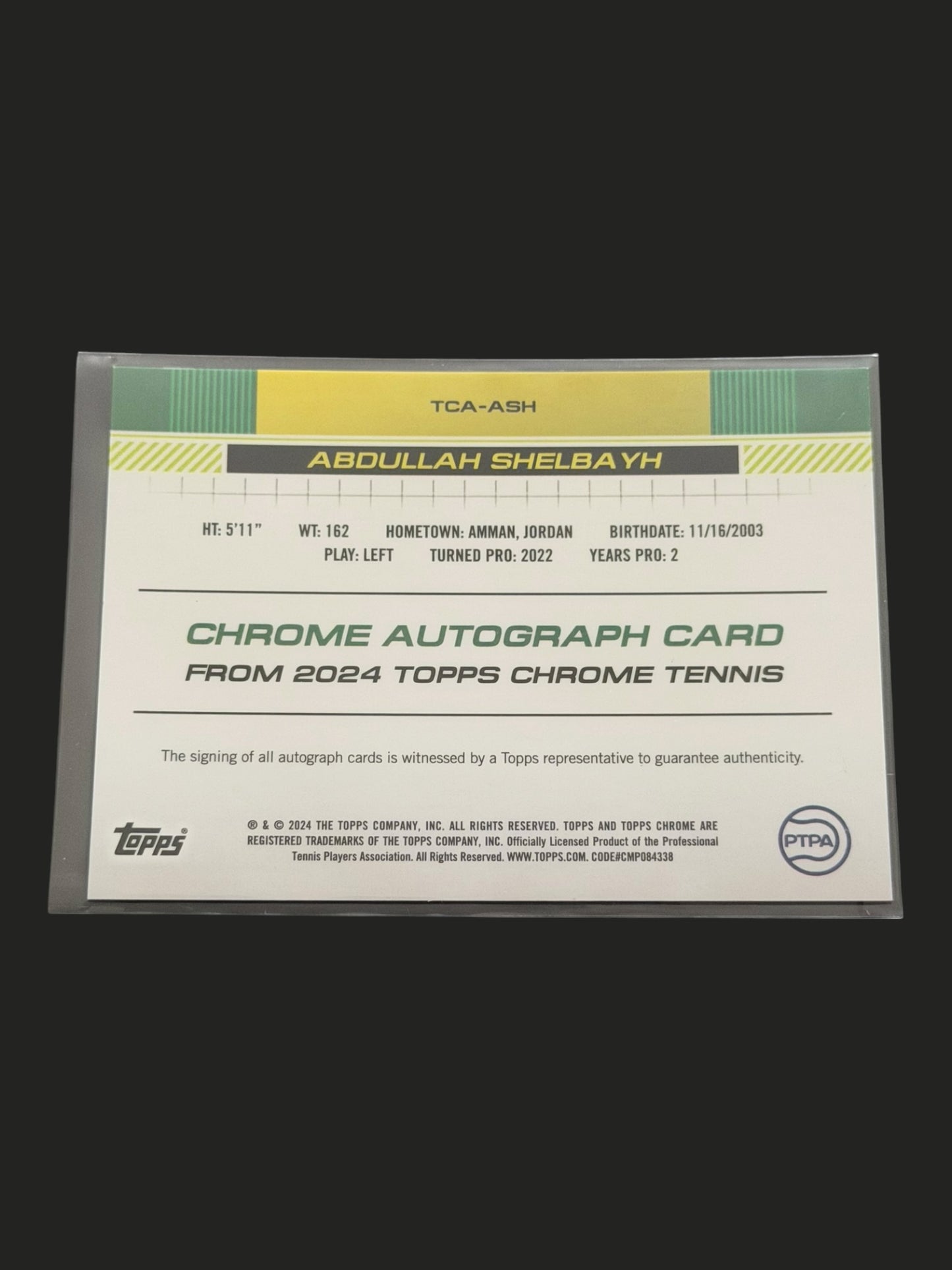 2024 Topps Chrome Abdullah Shelbayh — Black Auto /10 tennis card