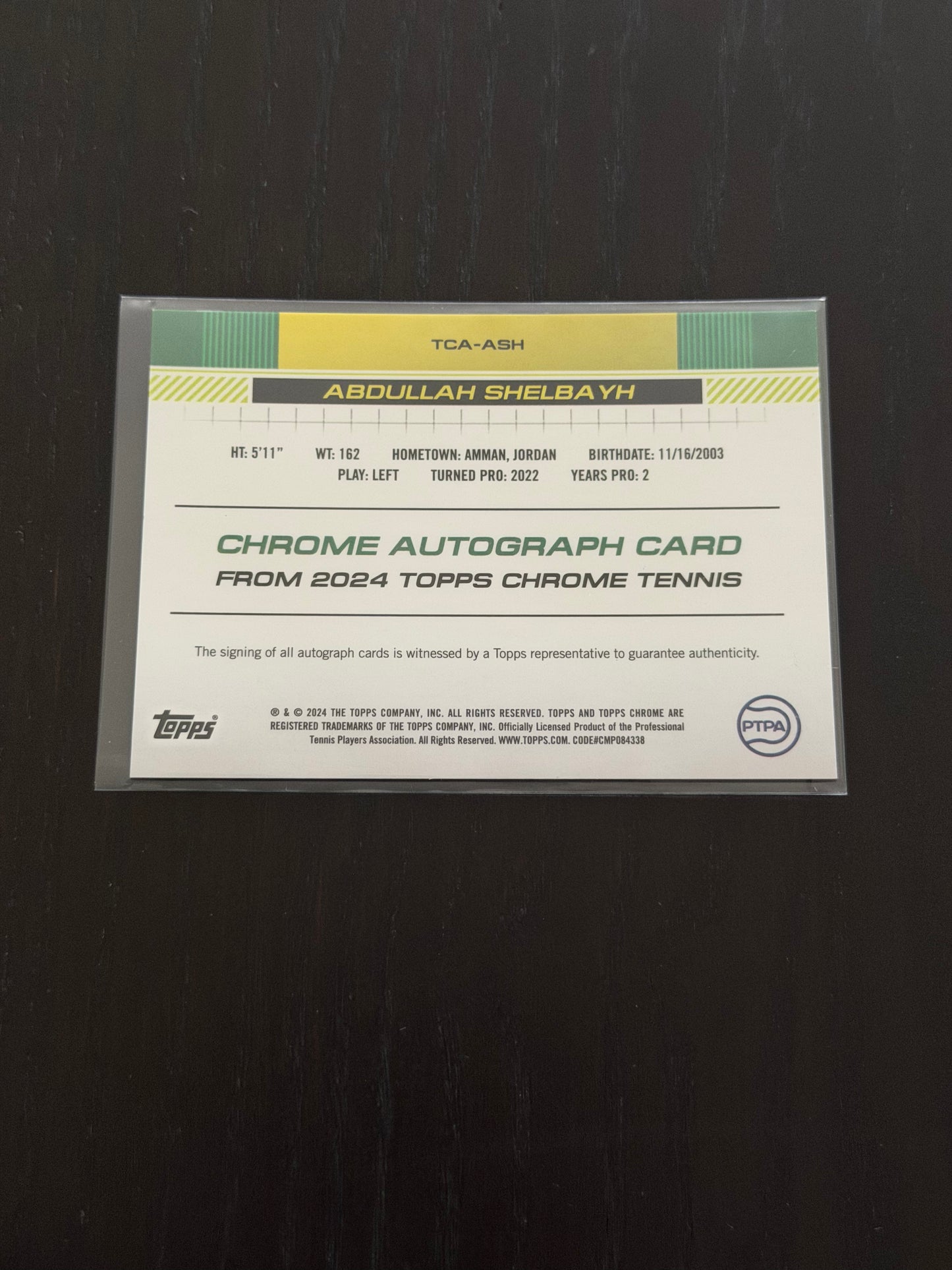 2024 Topps Chrome Abdullah Shelbayh — Black Auto /10 tennis card