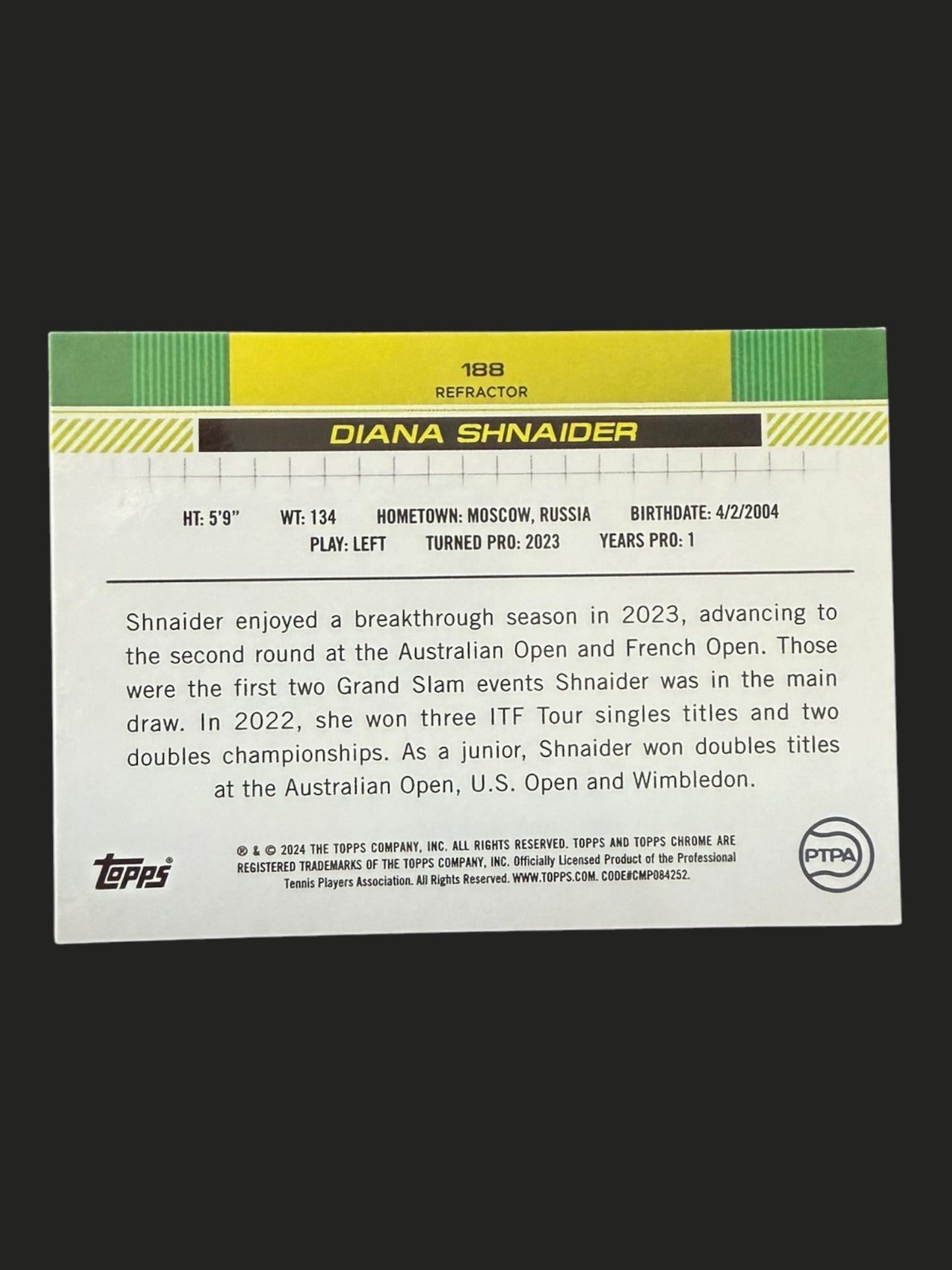 2024 Topps Chrome Refractor Diana Shnaider