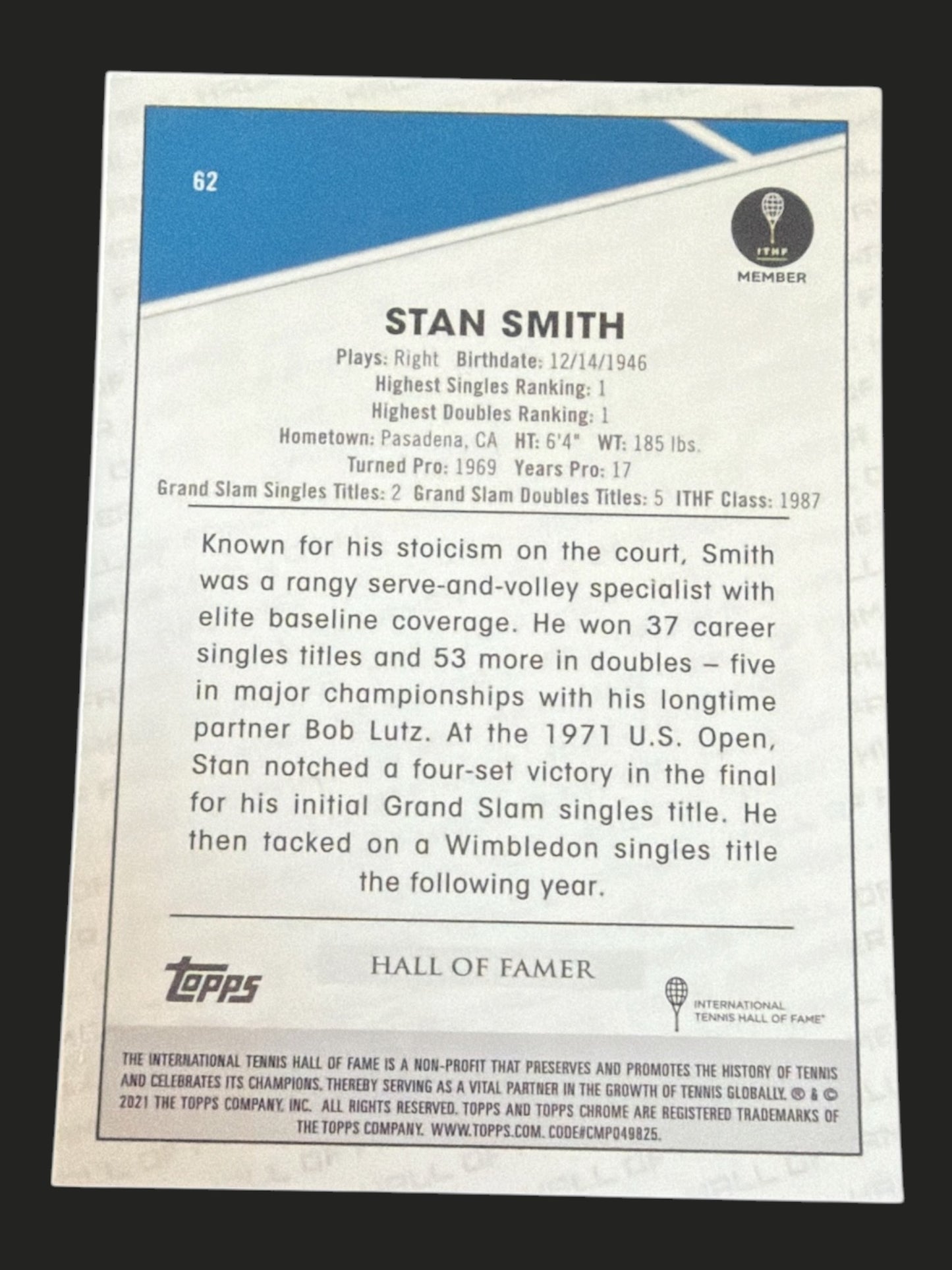 2021 Topps Chrome Tennis Stan Smith