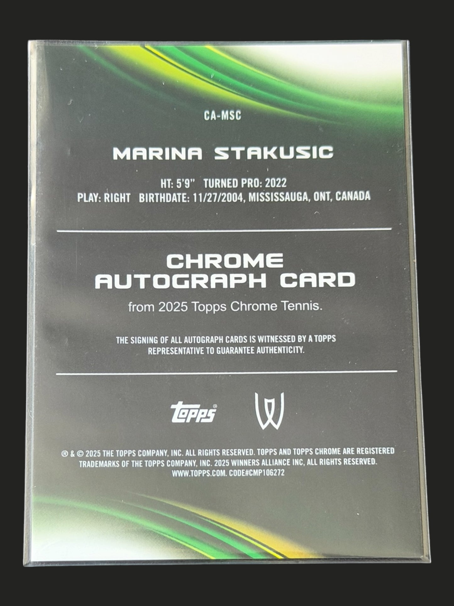 2025 Topps Chrome Autograph Marina Stakusic