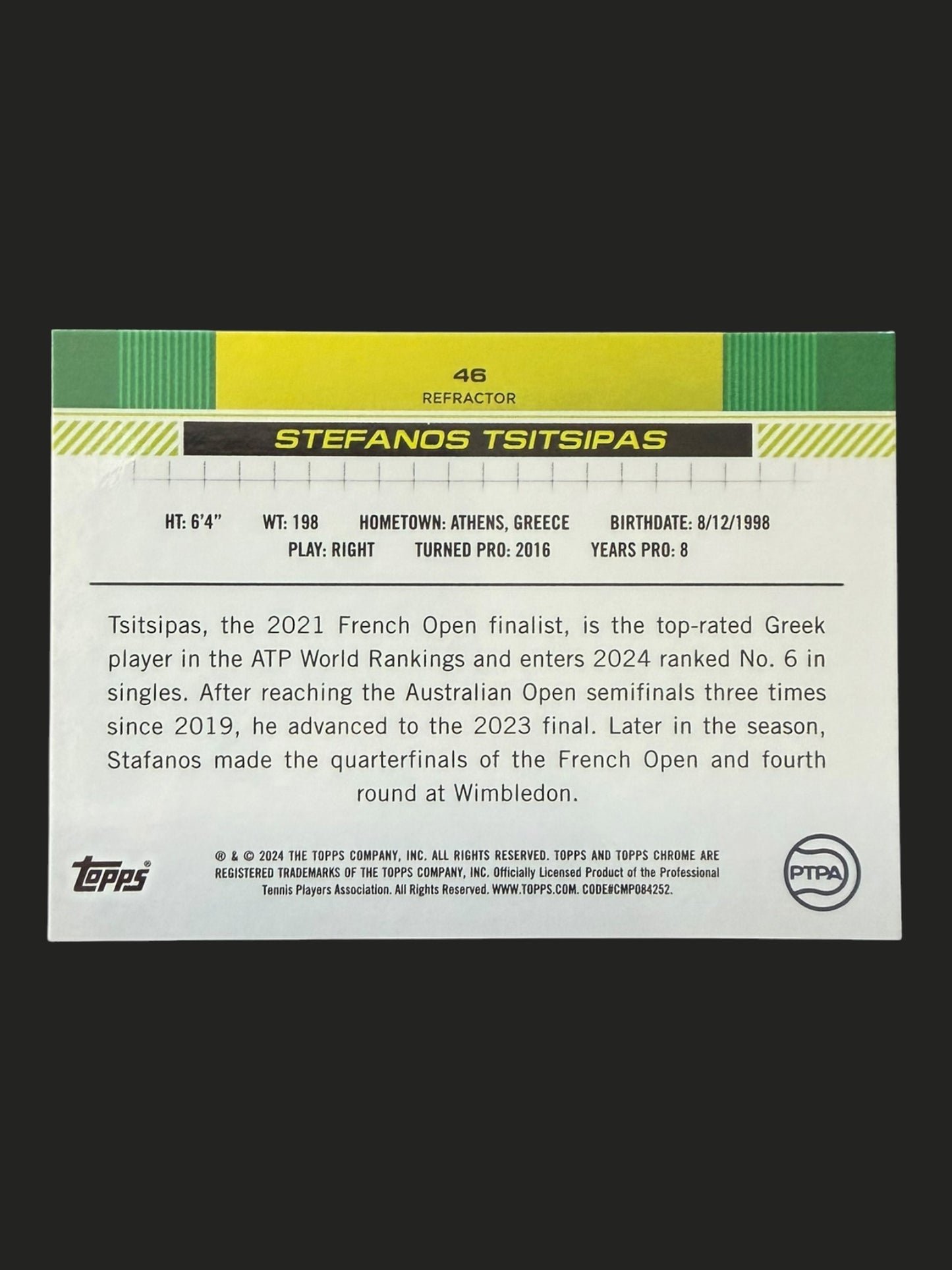2024 Topps Chrome Refractor Stefanos Tsitsipas