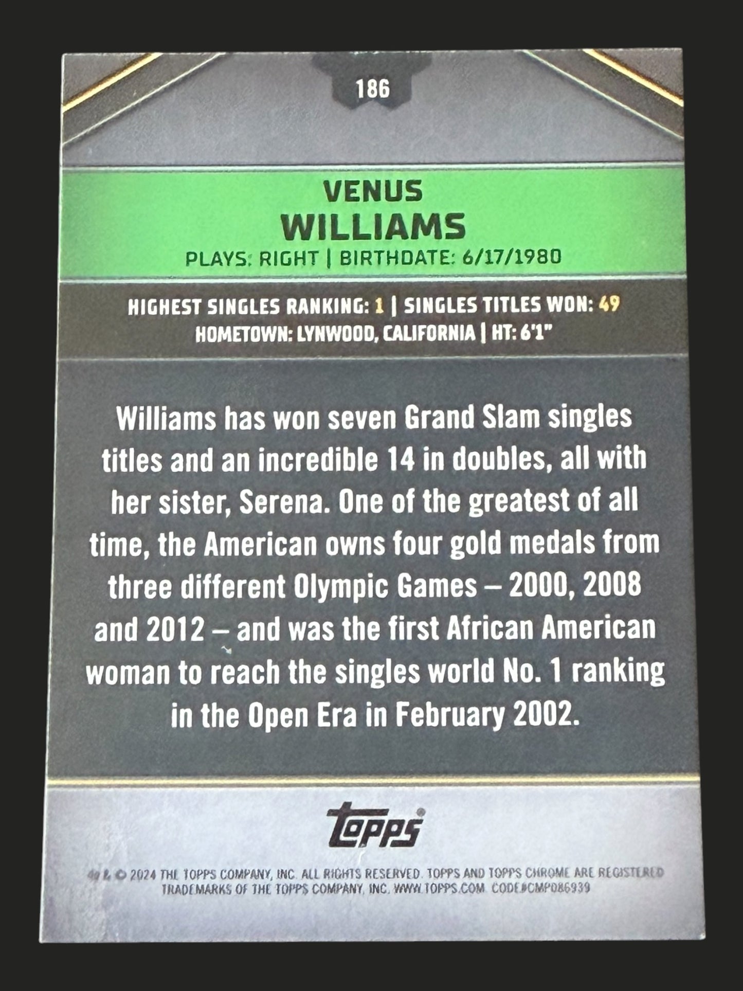 2024 Topps Graphite Venus Williams