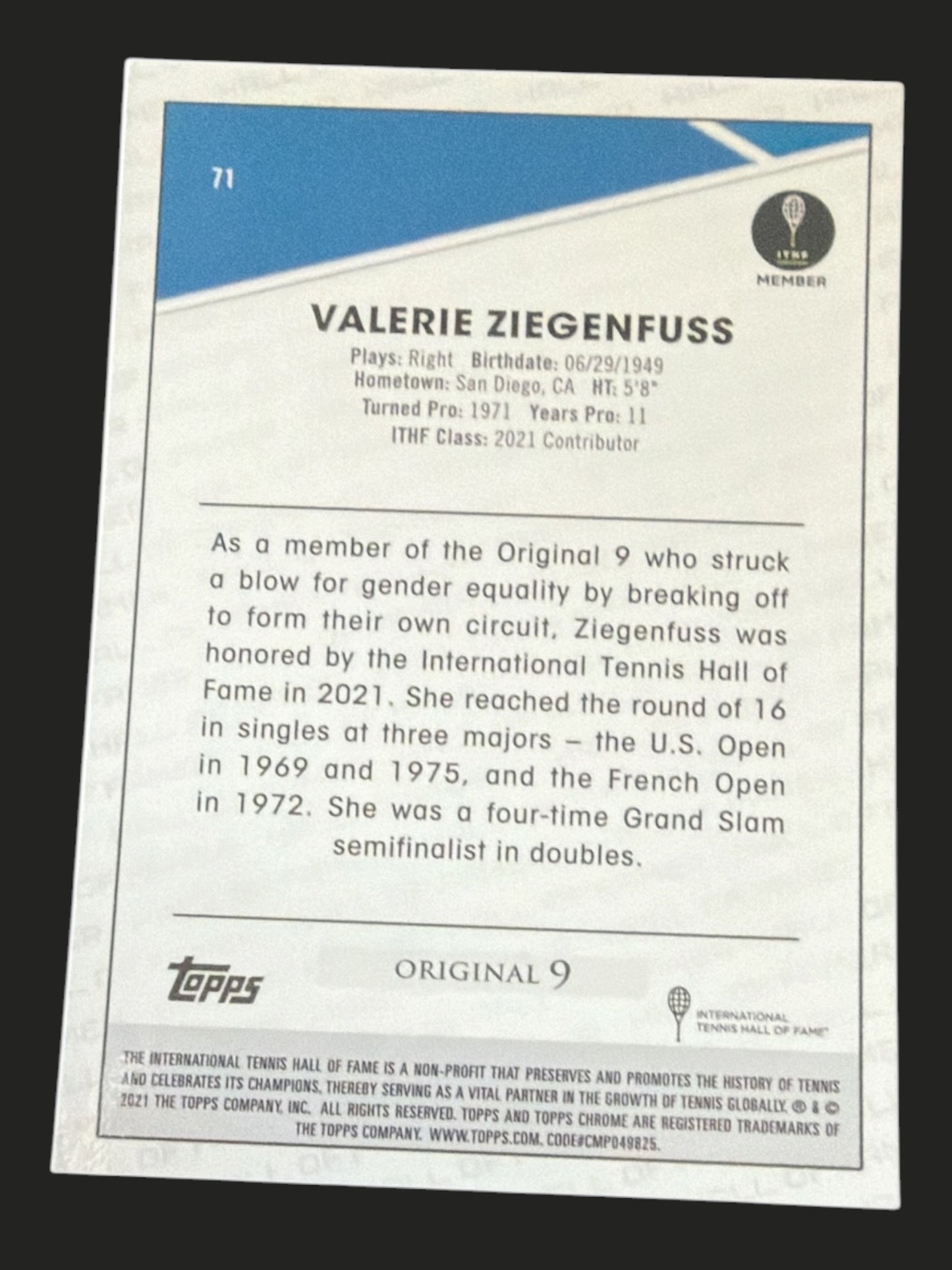 2021 Topps Chrome Tennis Valerie Ziegenfuss