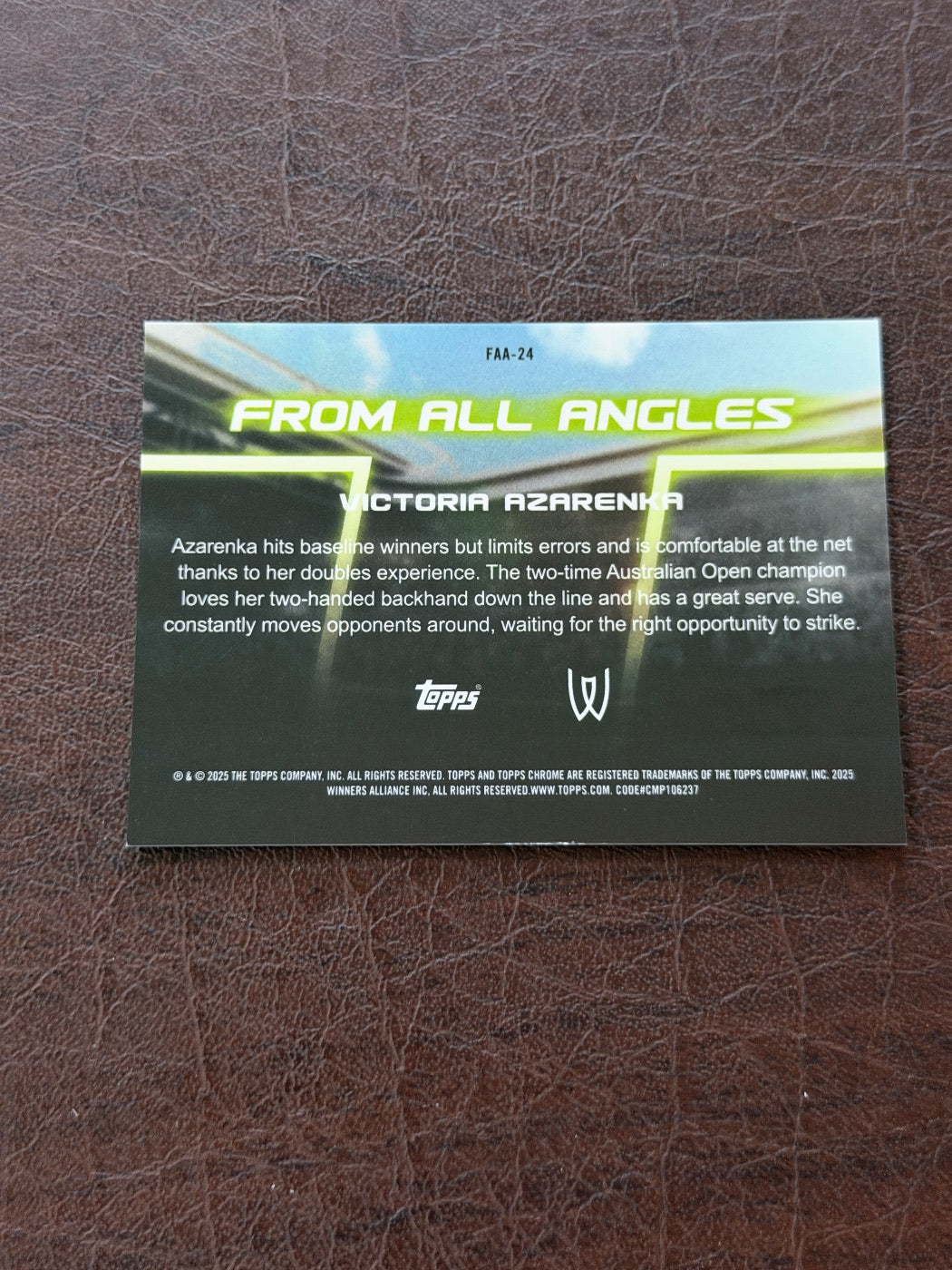 2025 Topps Chrome Victoria Azarenka Gold From All Angles /50