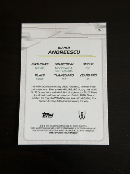 2026 Topps Chrome Bianca Andreescu Black /10