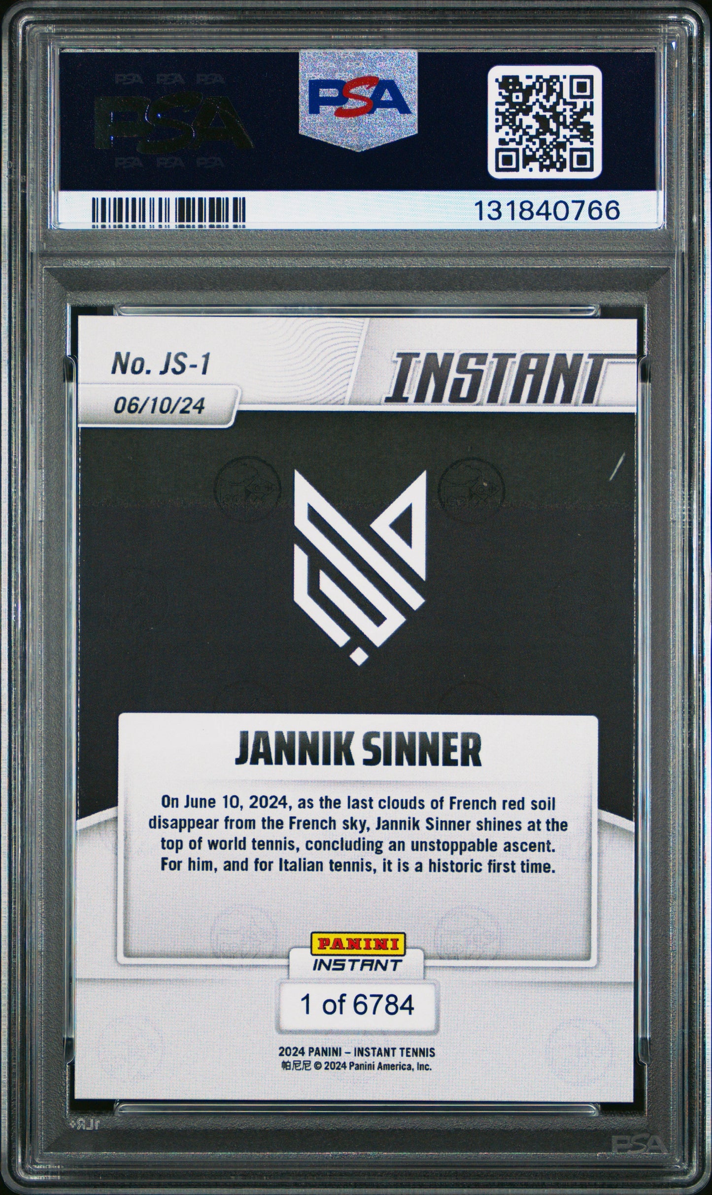 2024 Panini Instant Jannik Sinner PSA 10