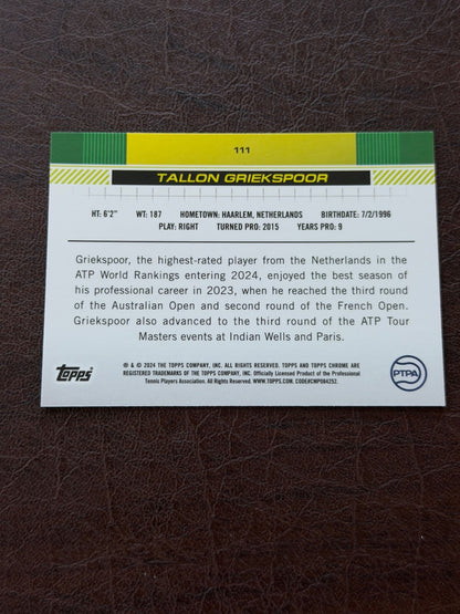 2024 Topps Chrome Tallon Griekspoor Purple /499