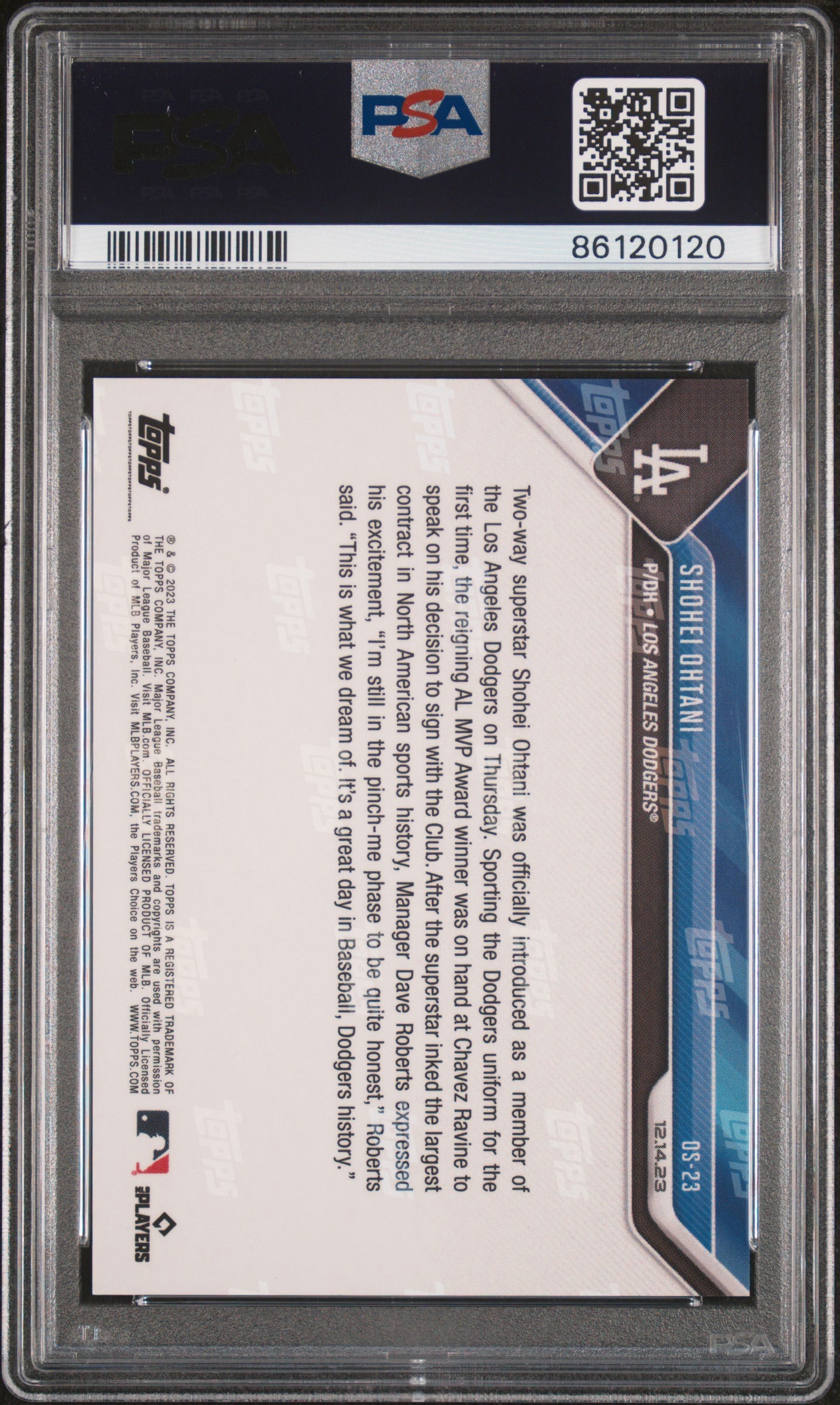 2023 Topps Now Shohei Ohtani Offseason PSA 10