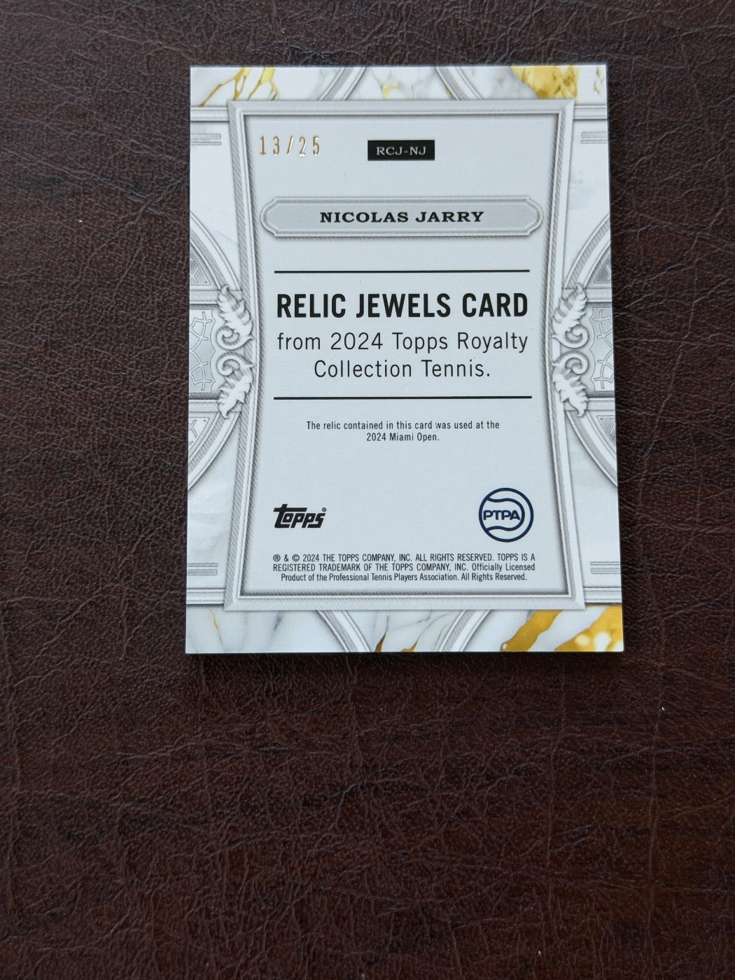 2024 Topps Royalty Nicolas Jarry Blue Relic Jewels /25