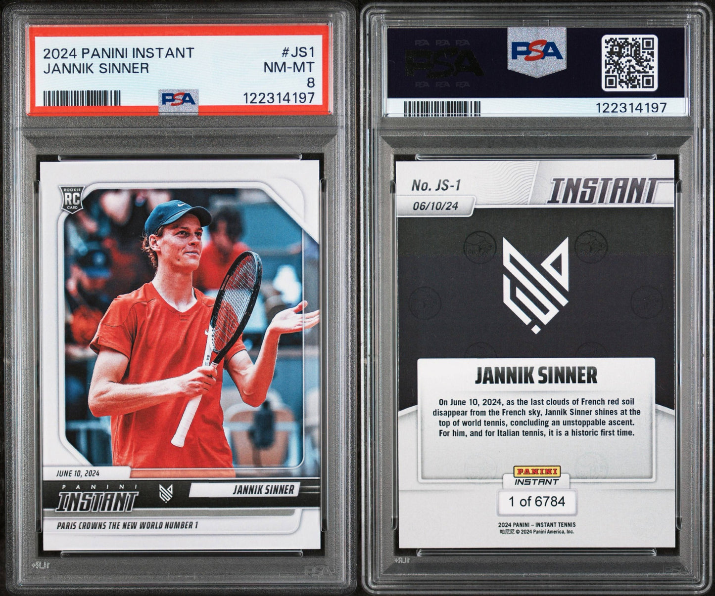 2024 Panini Instant Jannik Sinner PSA 8