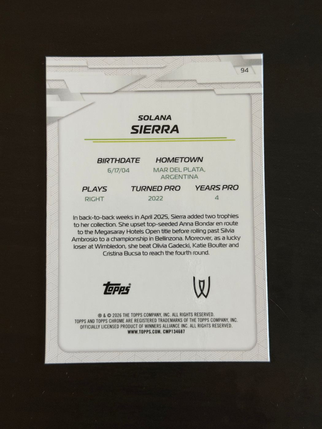 2026 Topps Chrome Solana Sierra