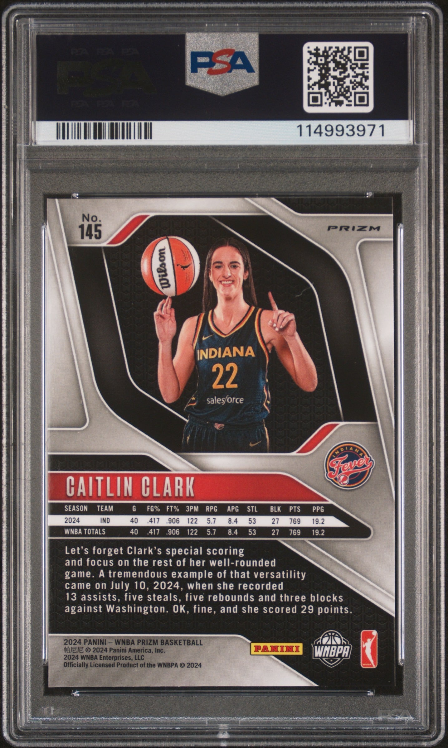 2024 Prizm WNBA Caitlin Clark Orange Velocity PSA 9