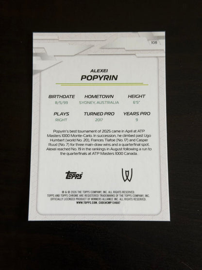 2026 Topps Chrome Alexei Popyrin Aqua Geometric /199