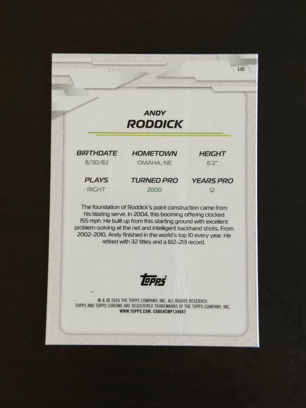 2026 Topps Chrome Andy Roddick
