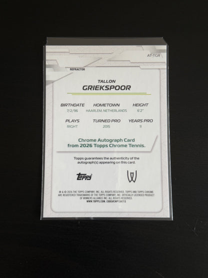 2026 Topps Chrome Tallon Griekspoor Refractor Auto