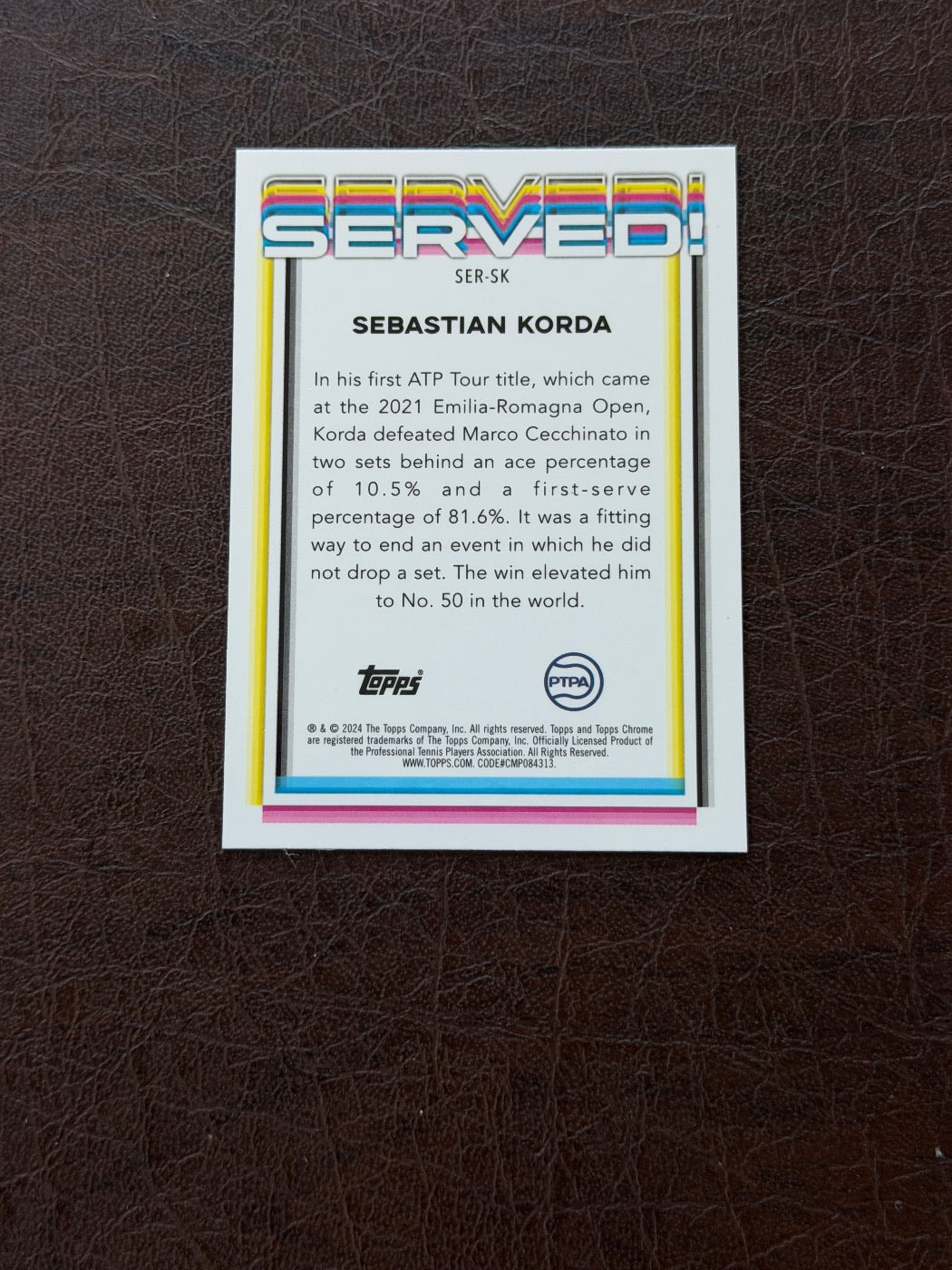2024 Topps Chrome Sebastian Korda Gold Served /50