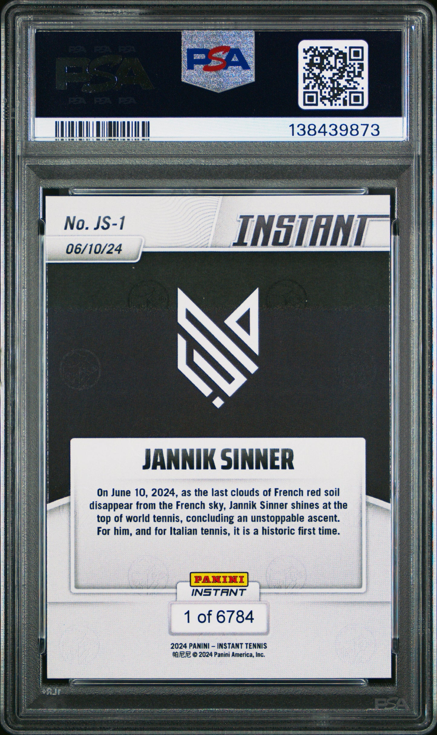 2024 Panini Instant Jannik Sinner PSA 9