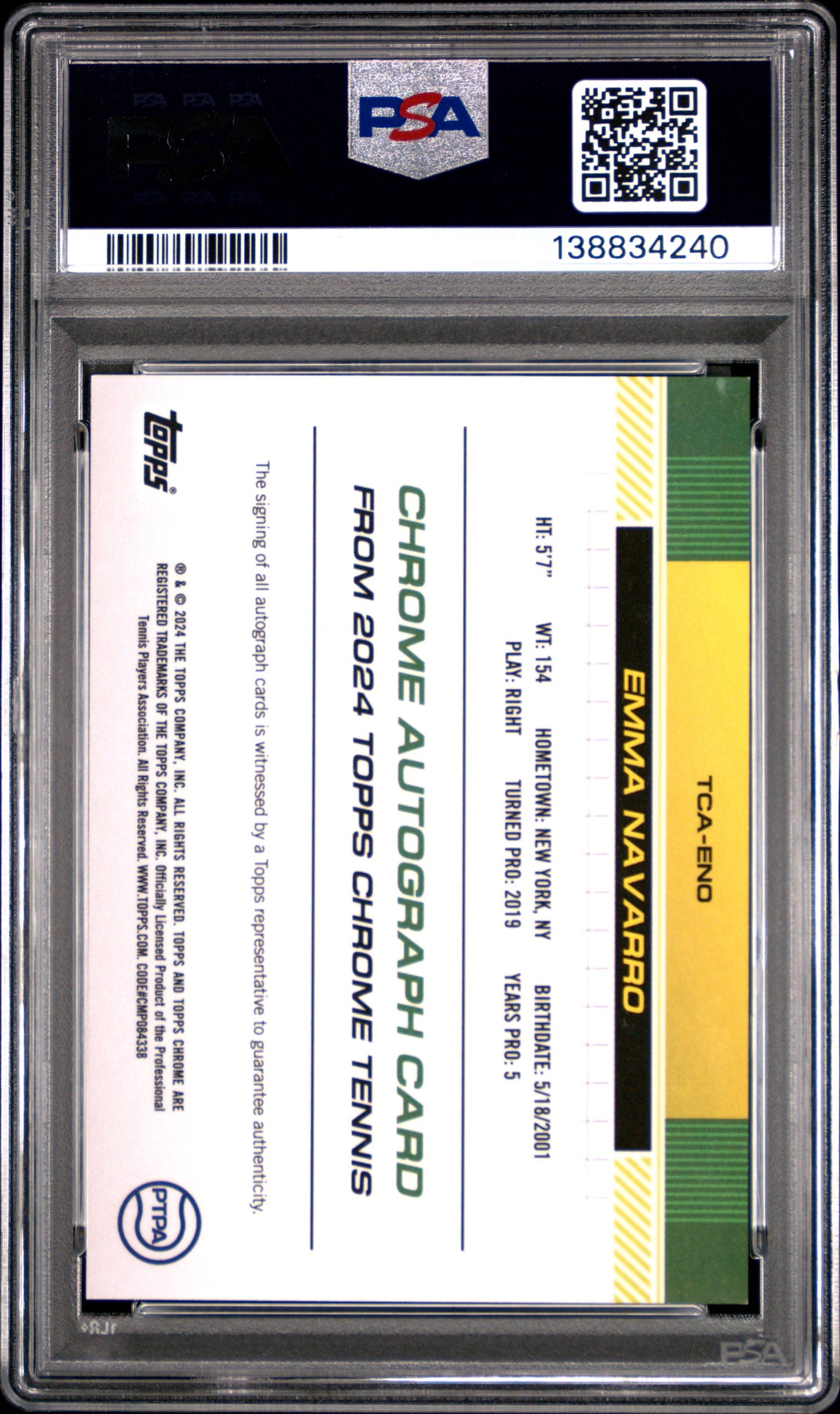 2024 Topps Chrome Auto Emma Navarro PSA 9