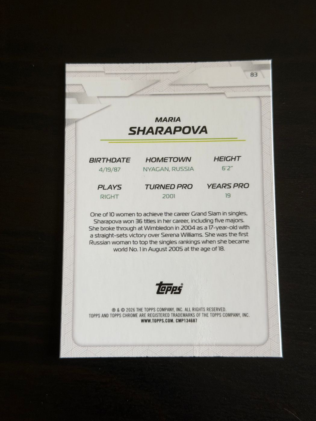 2026 Topps Chrome Maria Sharapova Geometric