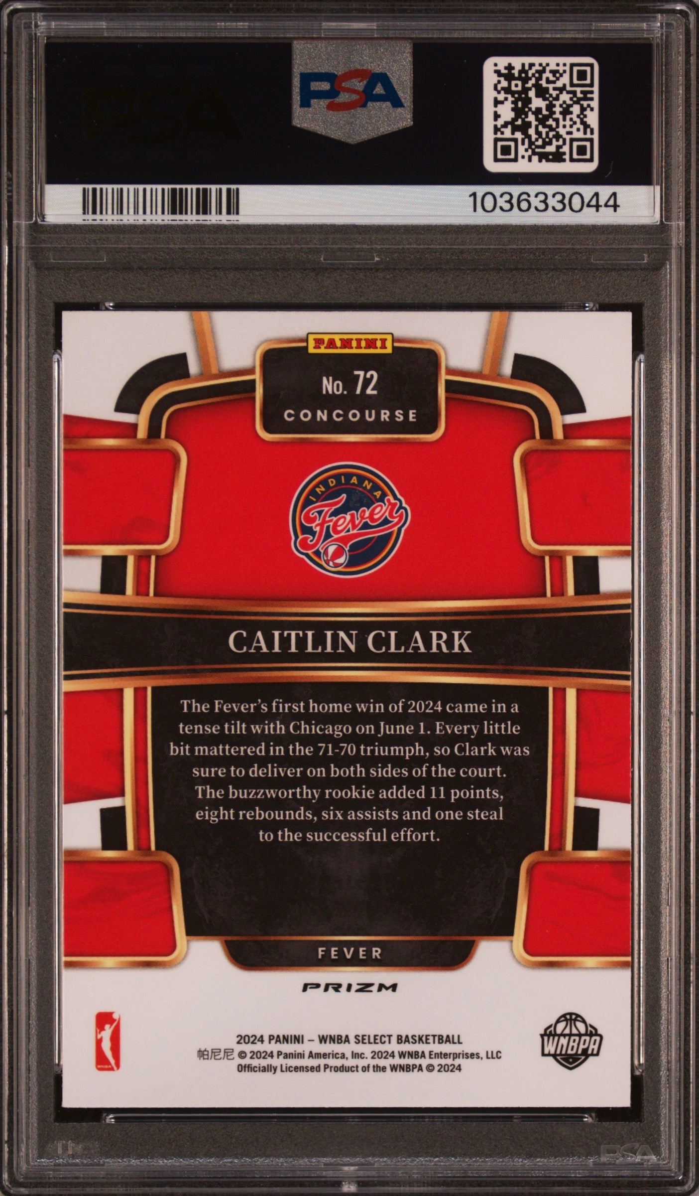2024 Select WNBA Caitlin Clark Silver Prizm PSA 9