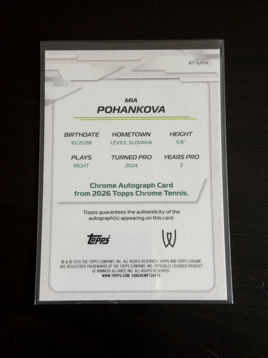 2026 Topps Chrome Mia Pohankova Green Geometric Auto /99