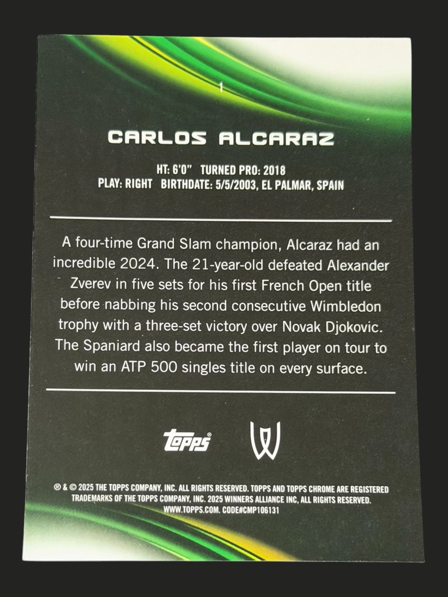 2025 Topps Chrome Tennis Carlos Alcaraz
