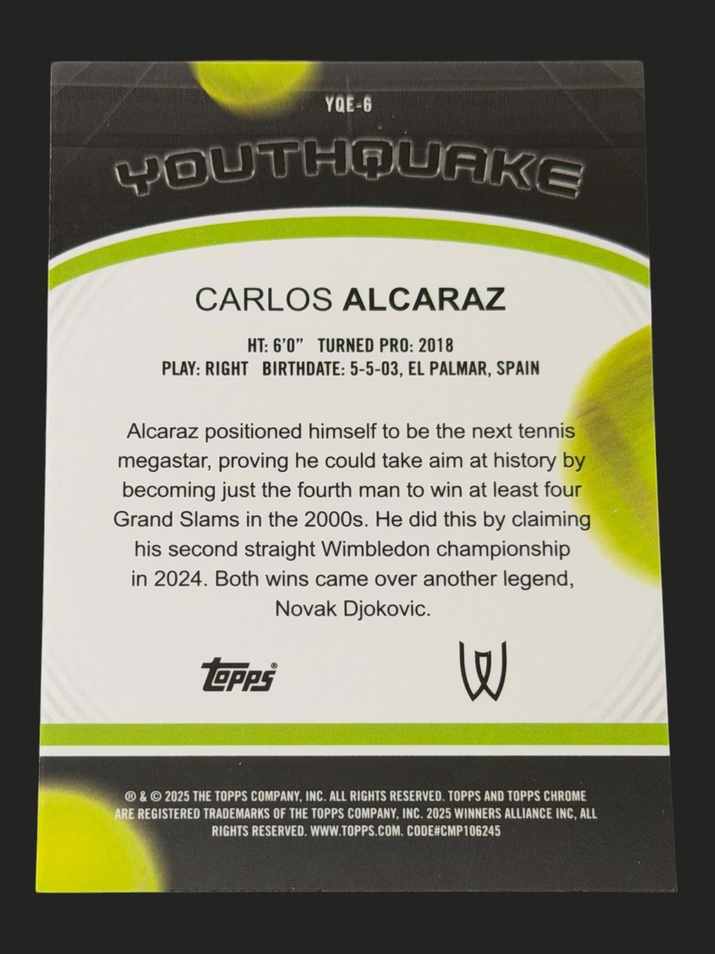 2025 Topps Chrome Youthquake Carlos Alcaraz