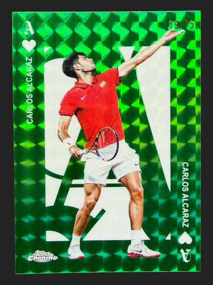 2025 Topps Chrome Carlos Alcaraz Green Aces Geometric Refractor 19/75