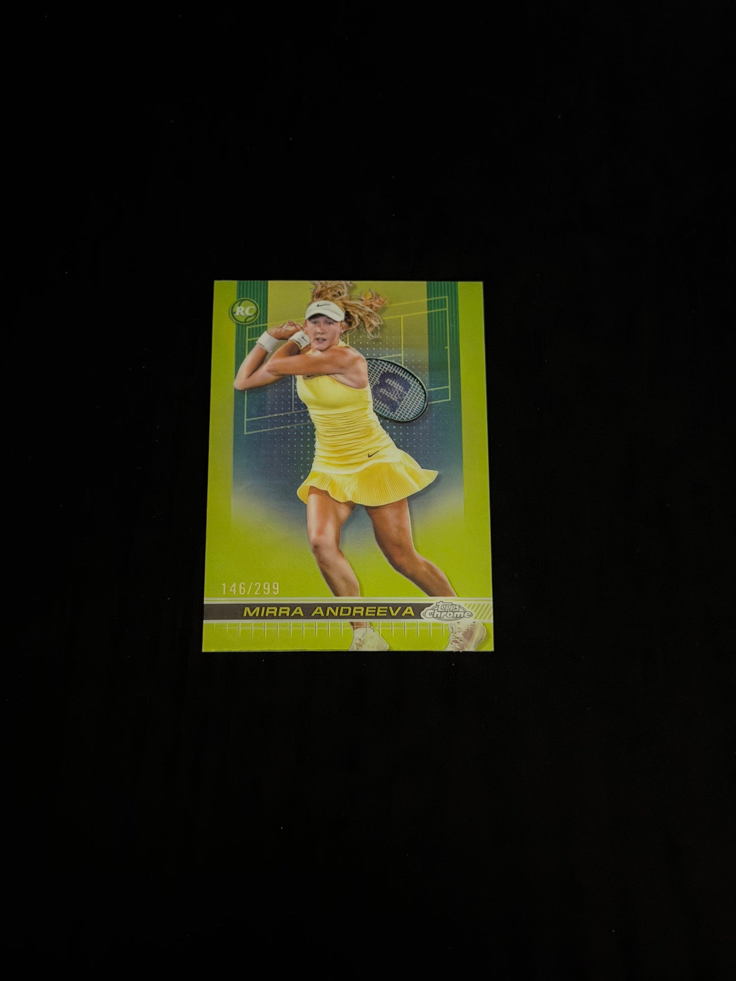 2024 Topps Chrome Tennis Lime Green Refractor 146/299 Mirra Andreeva