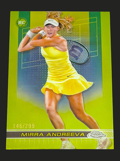 2024 Topps Chrome Tennis Lime Green Refractor 146/299 Mirra Andreeva