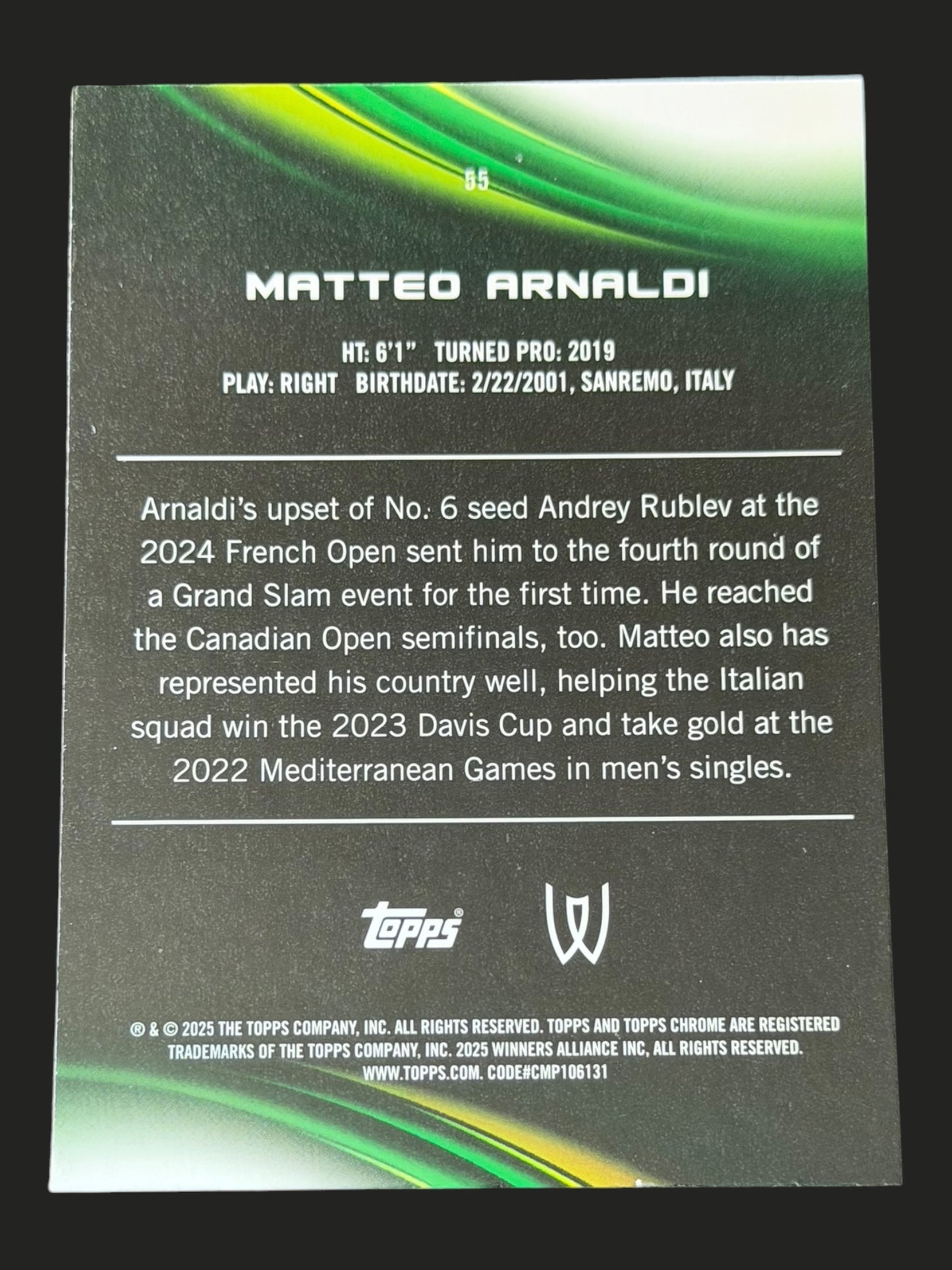 2025 Topps Chrome Sapphire Matteo Arnaldi