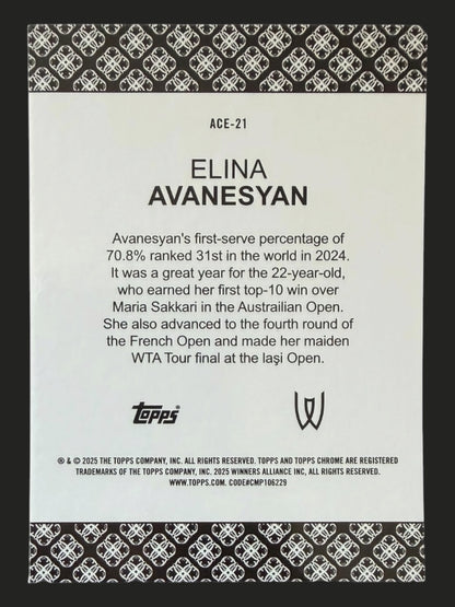 2025 Topps Chrome Tennis Aces Elina Avanesyan