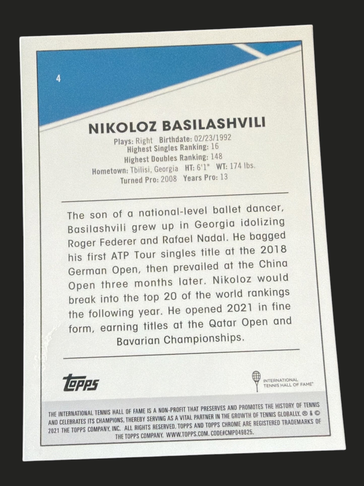 2021 Topps Chrome Tennis Nikoloz Basilashvili