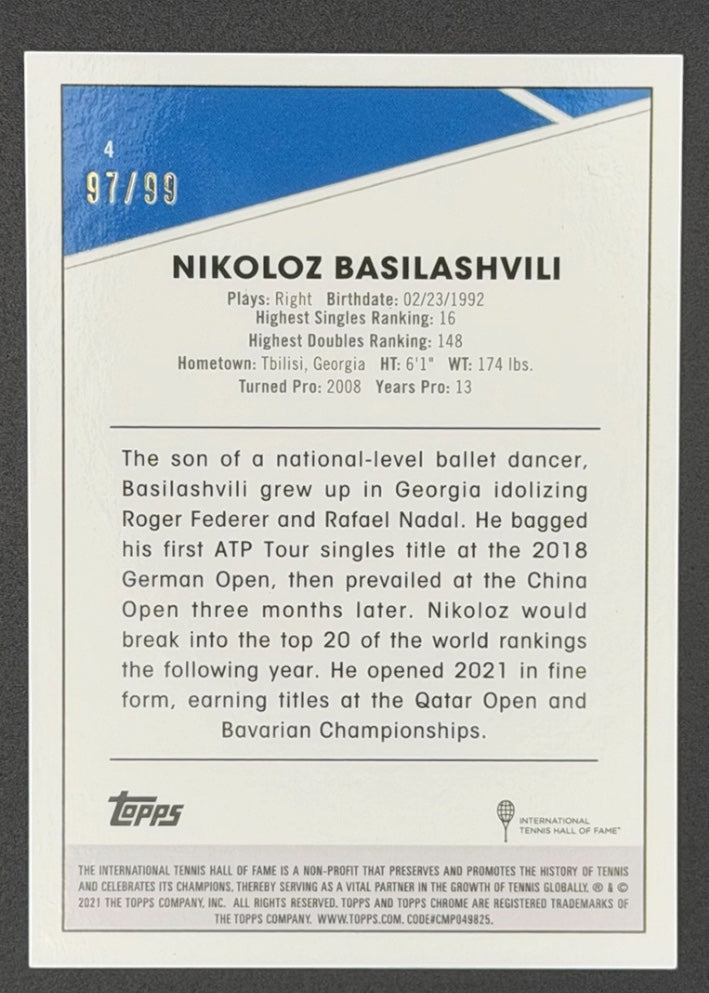 2021 Topps Chrome Blue Refractor 97/99 Nikoloz Basilashvili