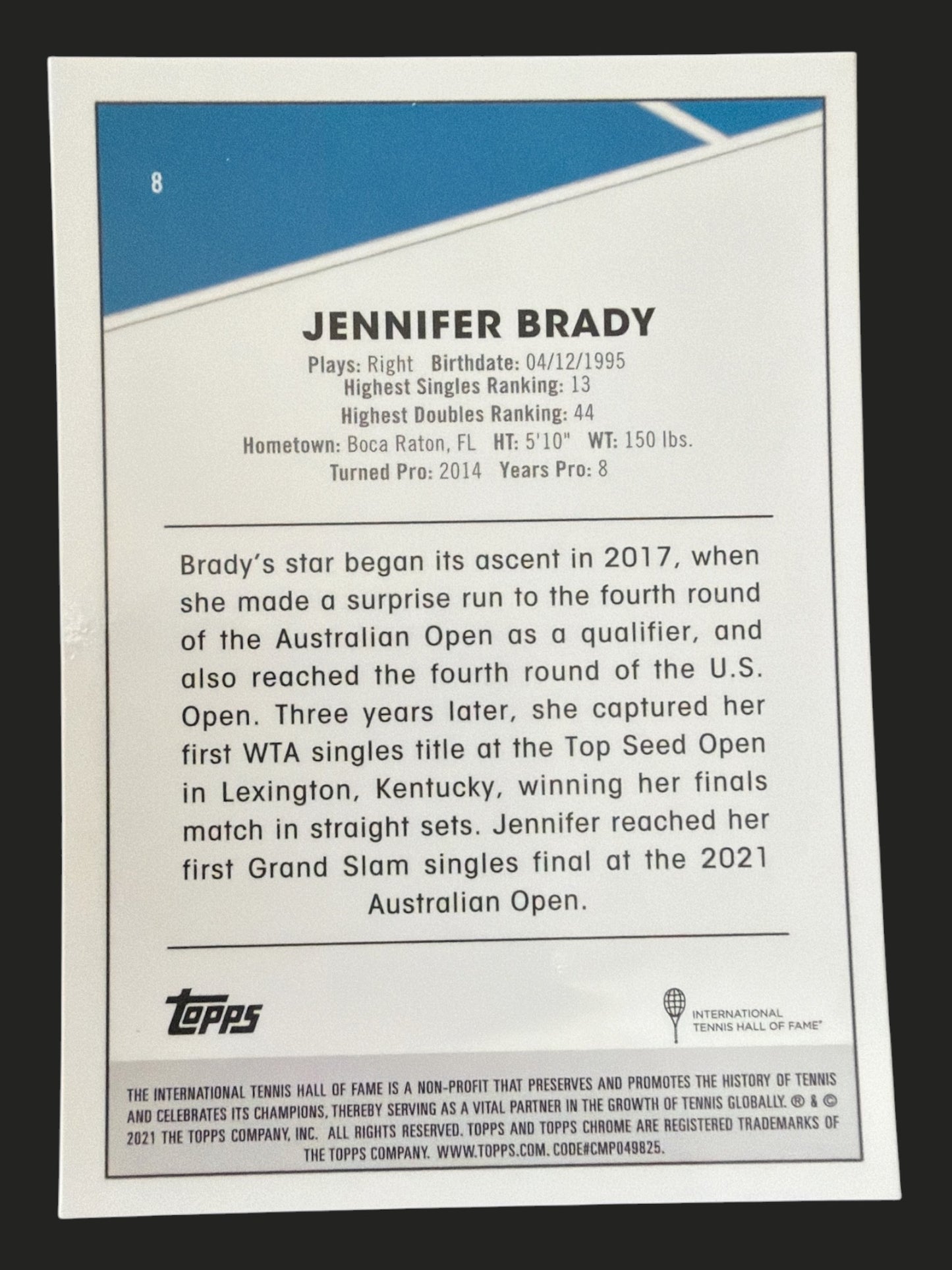 2021 Topps Chrome Tennis Jennifer Brady
