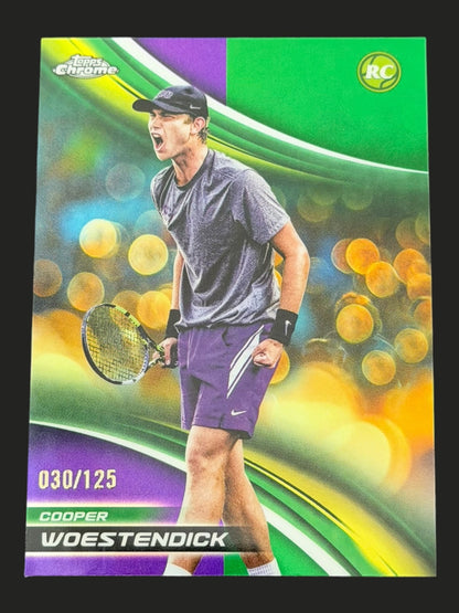 2025 Topps Chrome Tennis Purple Green Refractor 030/125 Cooper Woestendick
