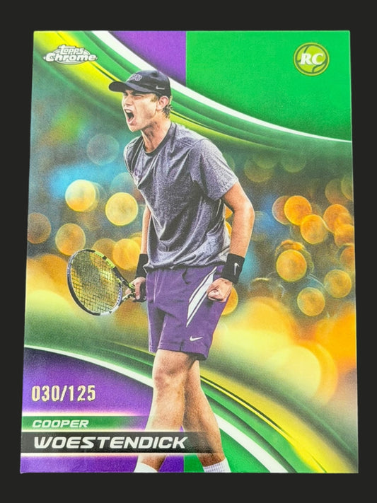 2025 Topps Chrome Tennis Purple Green Refractor 030/125 Cooper Woestendick