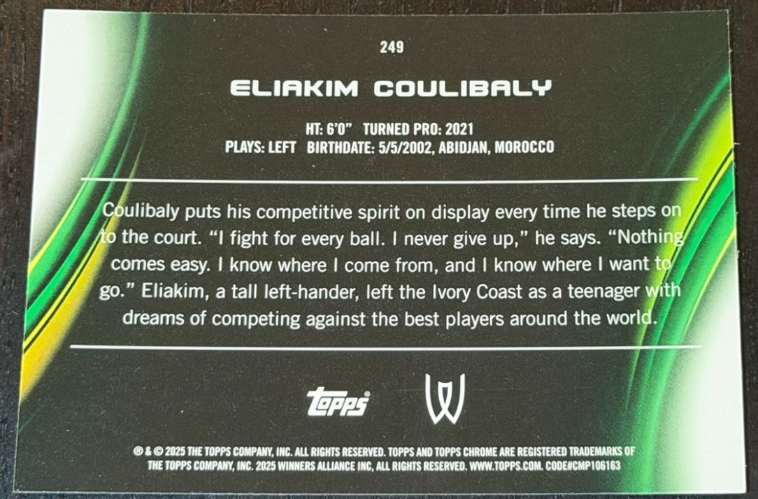 2025 Topps Chrome Tennis Green Refractor 80/99 Eliakim Coulibaly