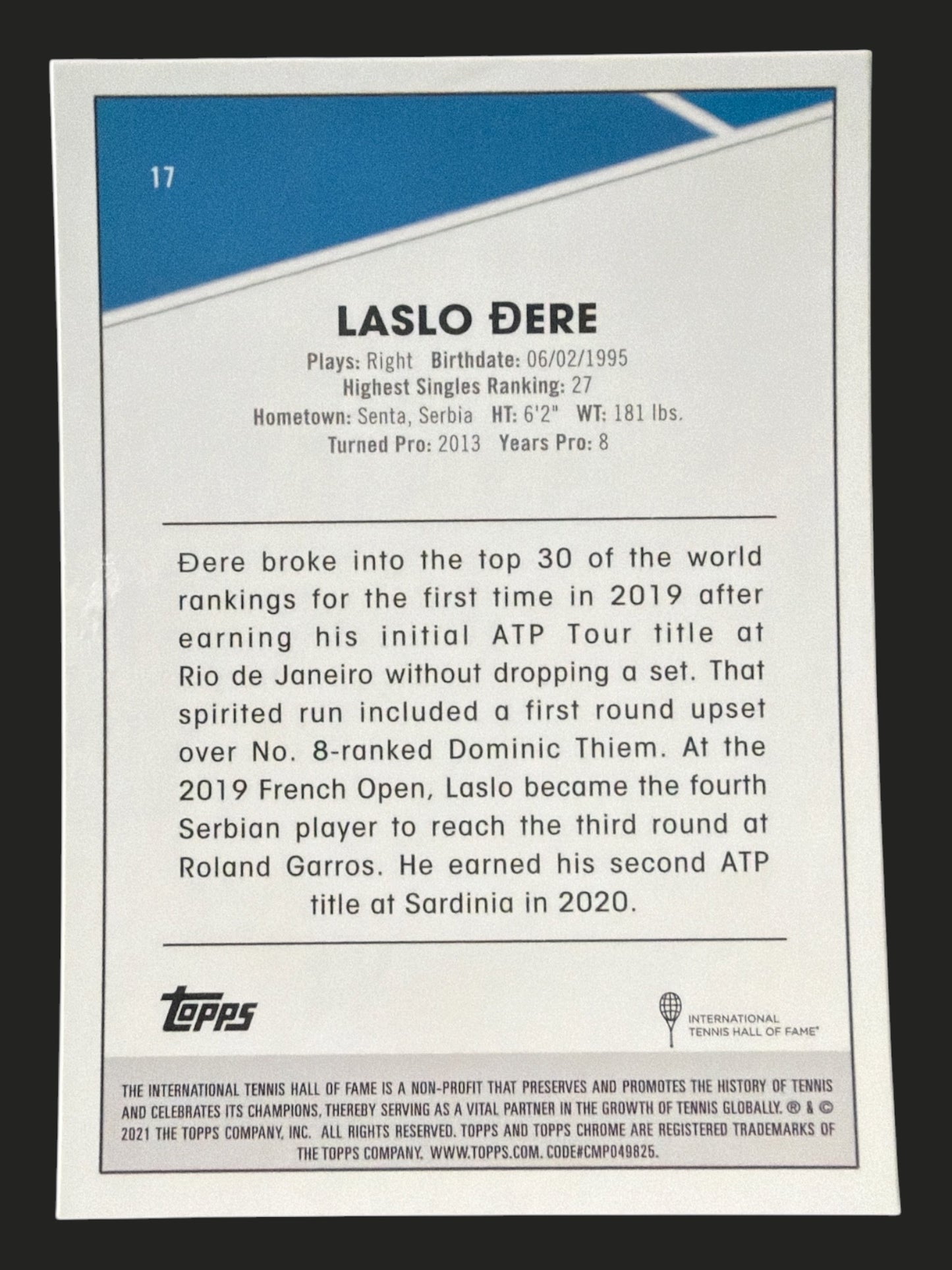 2021 Topps Chrome Tennis Laslo Ɖere