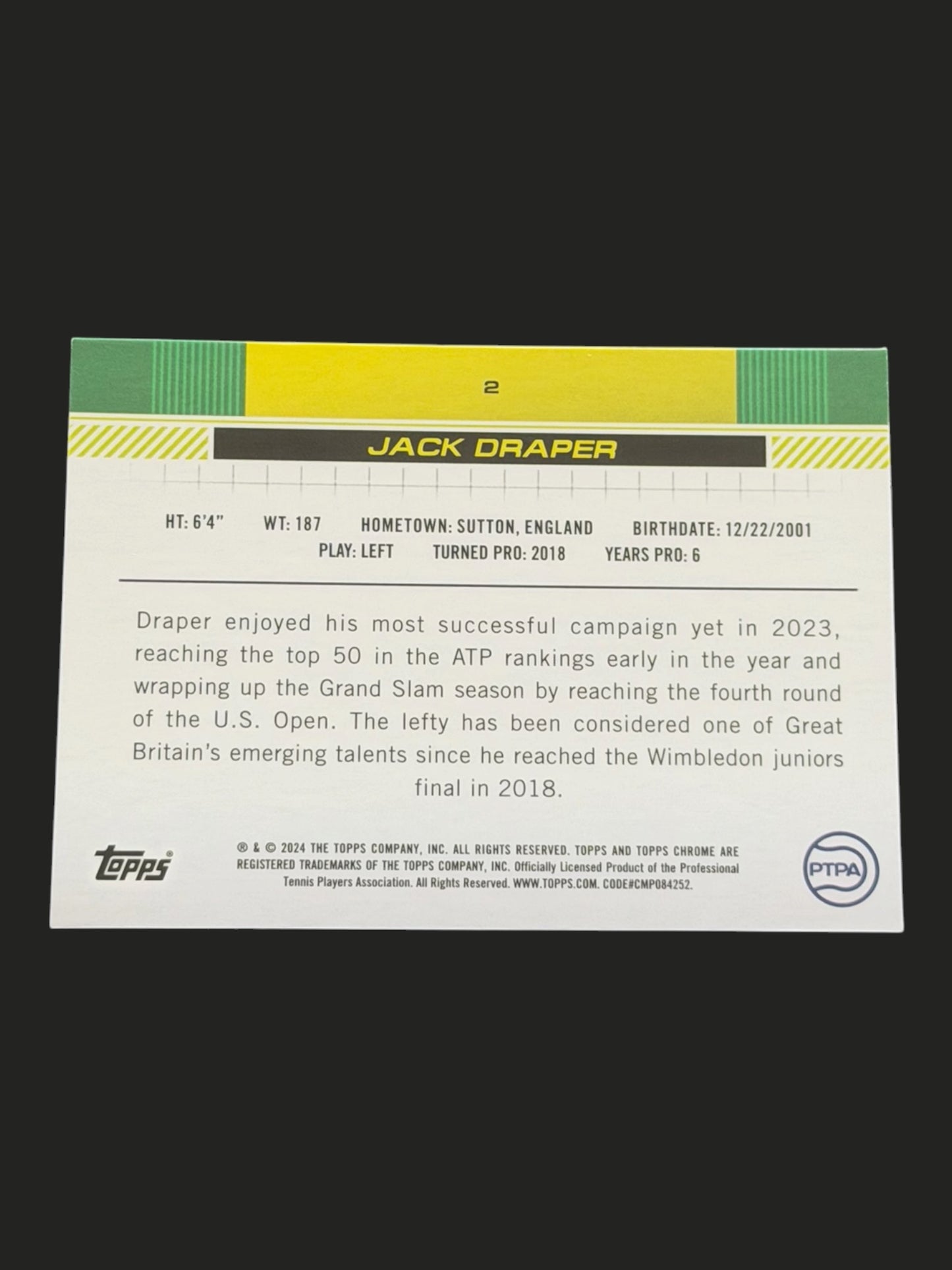 2024 Topps Chrome Negative Refractor Jack Draper