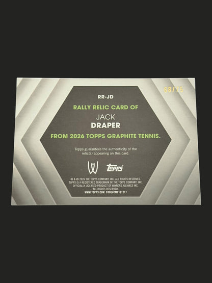 2026 Topps Graphite Rally Green Relic 68/75 Jack Draper