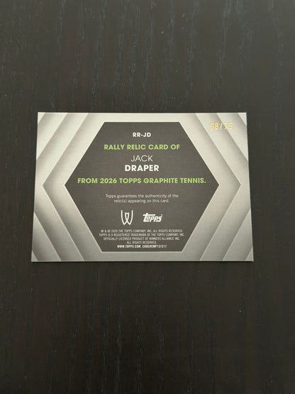 2026 Topps Graphite Rally Green Relic 68/75 Jack Draper