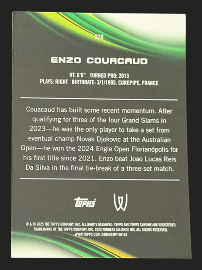 2025 Topps Chrome Tennis Aqua Refractor 116/199 Enzo Couacaud