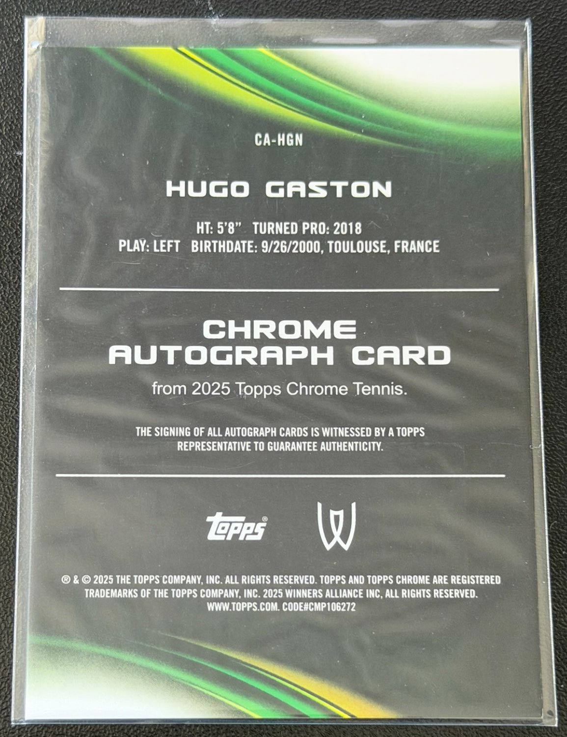 2025 Topps Chrome Blue Refractor 072/150 Autograph Hugo Gaston