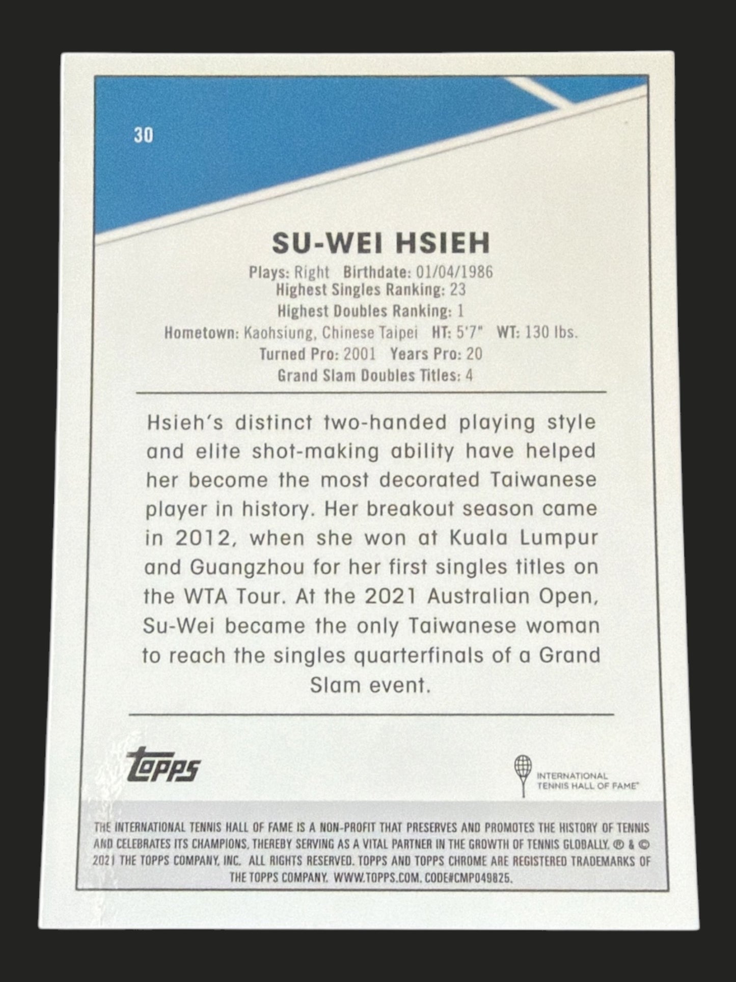2021 Topps Chrome Tennis Su-Wei Hsieh