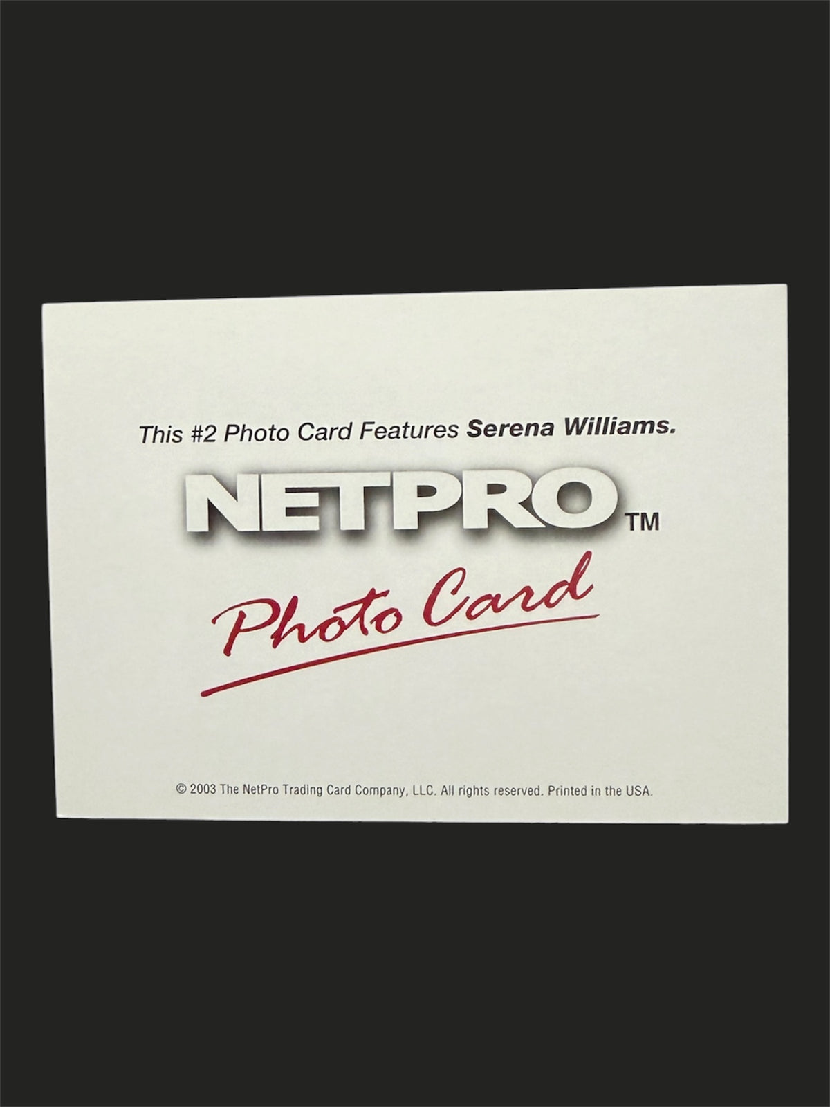 2003 Netpro Serena Williams — Photo Card tennis card