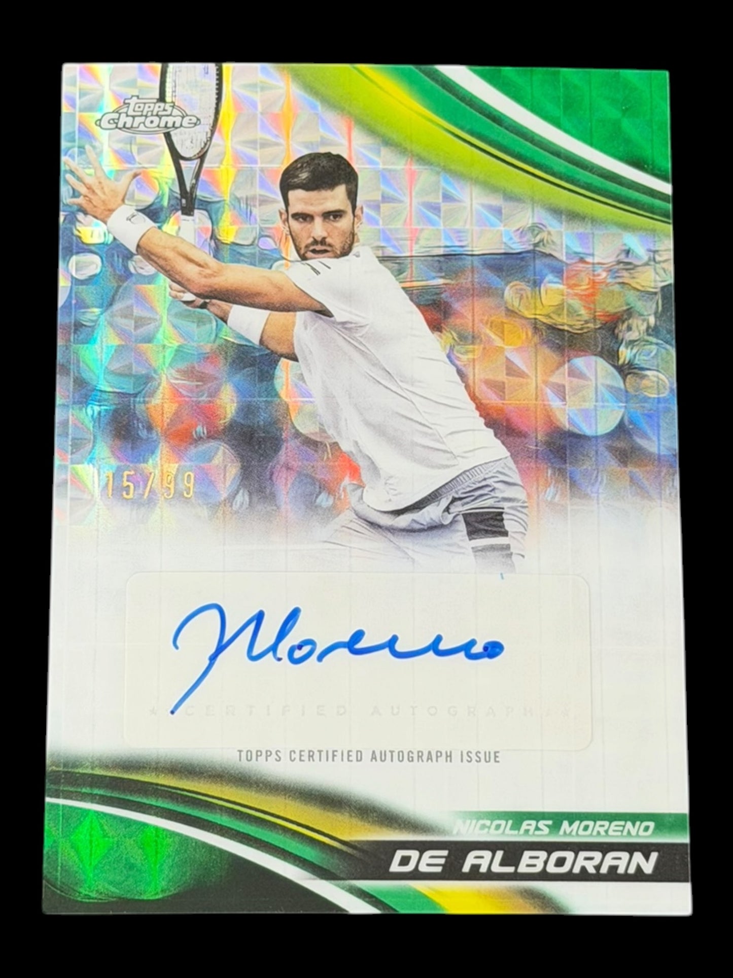 2025 Topps Chrome Tennis Green Geometric Auto 15/99 Nicolas Moreno De Alboran